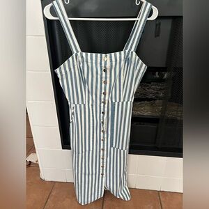 Forever 21 Blue and White Striped Midi Dress